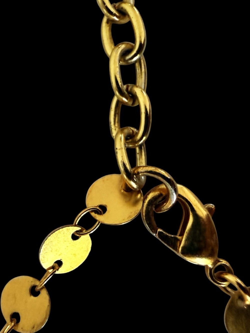 KARINE SULTAN Gold Mini‑Coin Lariat Necklace, MOP & Natural Stone Pendant - NWOT - Picture 12 of 14